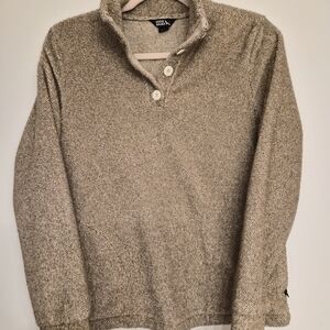 Eddie Bauer Women's Tan Quarter Button-Neck Sweater